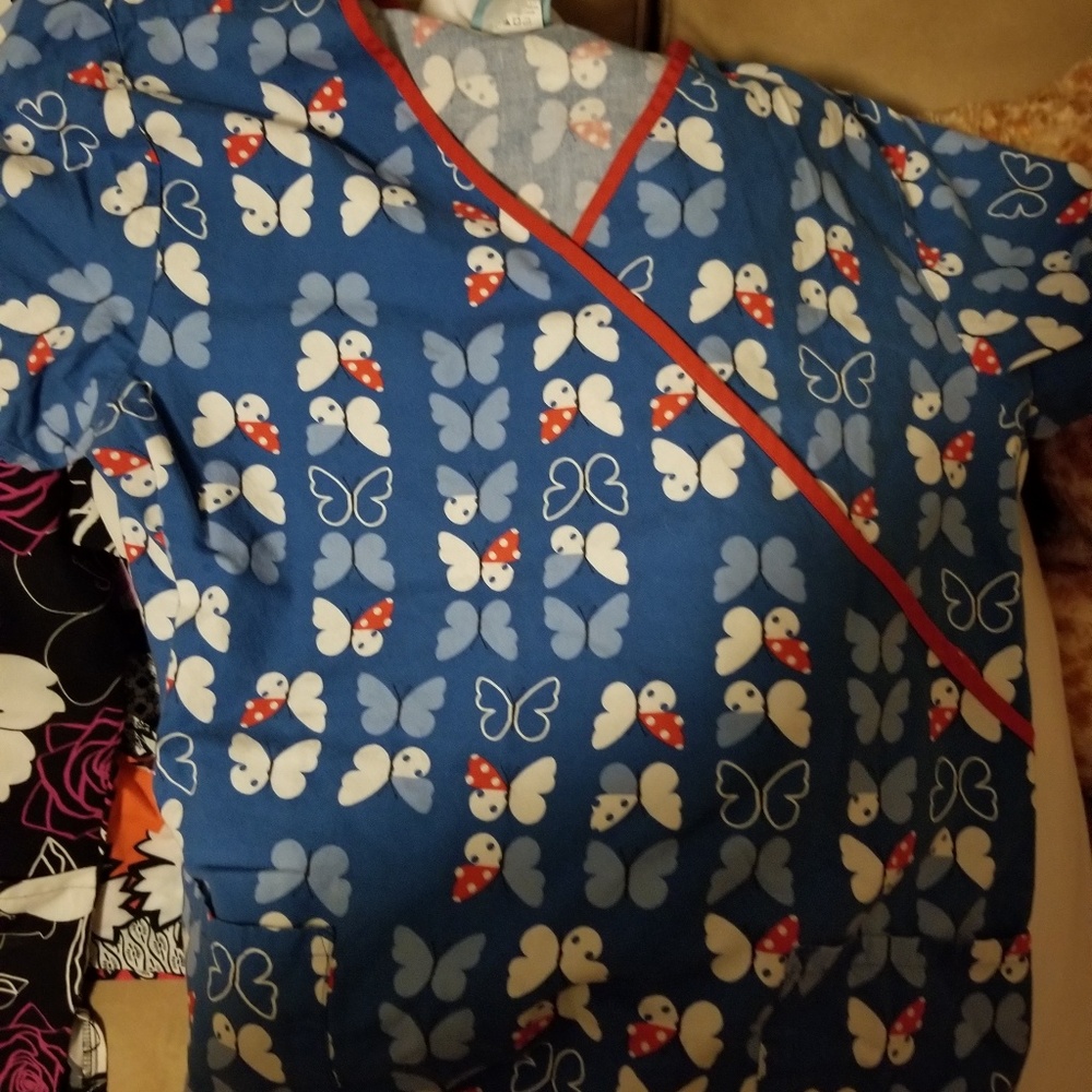 Red, white and blue scrub top!